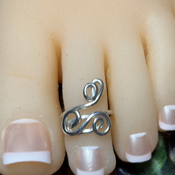Sterling Silver Toe Ring- Adjustable Unique Toe Ring- Midi/Knuckle Ring- FS#38 - Picture 9 of 11
